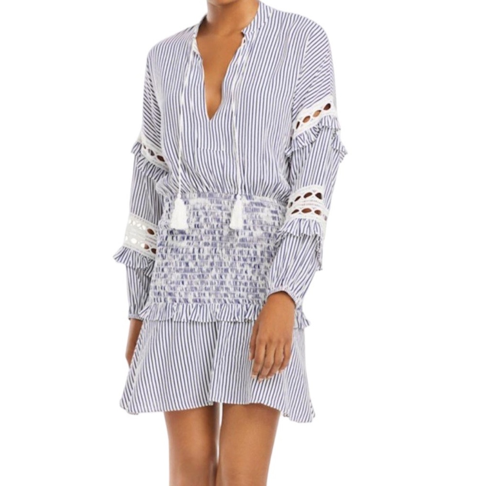 AQUA Blue and White Striped Mini Dress